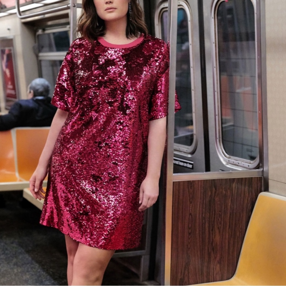 ELOQUII Sequin Pink Dress